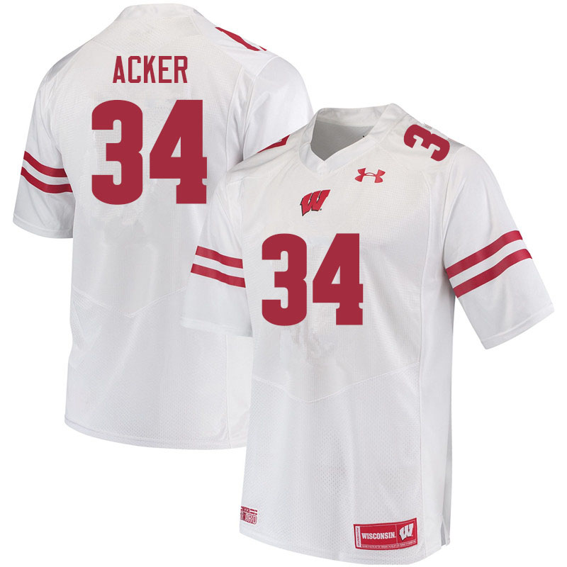 Wisconsin Badgers Men's #34 Jackson Acker NCAA Under Armour Authentic White College Stitched Football Jersey WQ40V71ZK
